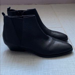 Leather almond toe booties. Size 5.5 small heel